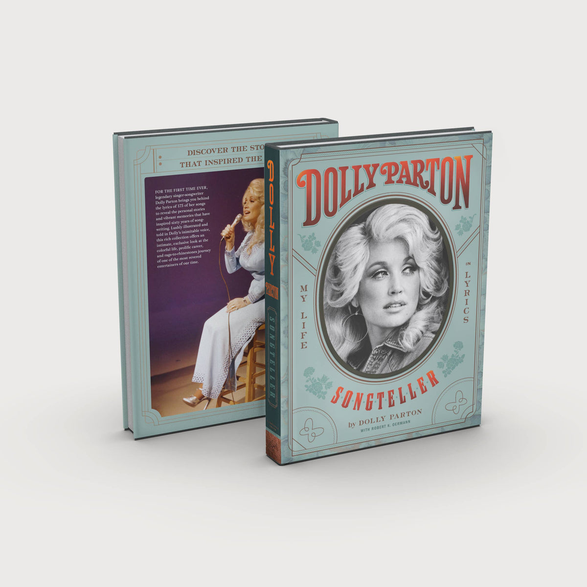 Book titled 'Dolly Parton: My Life In Lyrics' with a portrait of Dolly Parton on the cover.