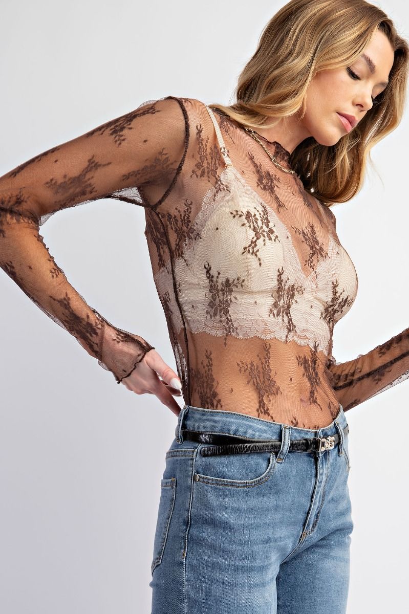 Mocha Lace Top