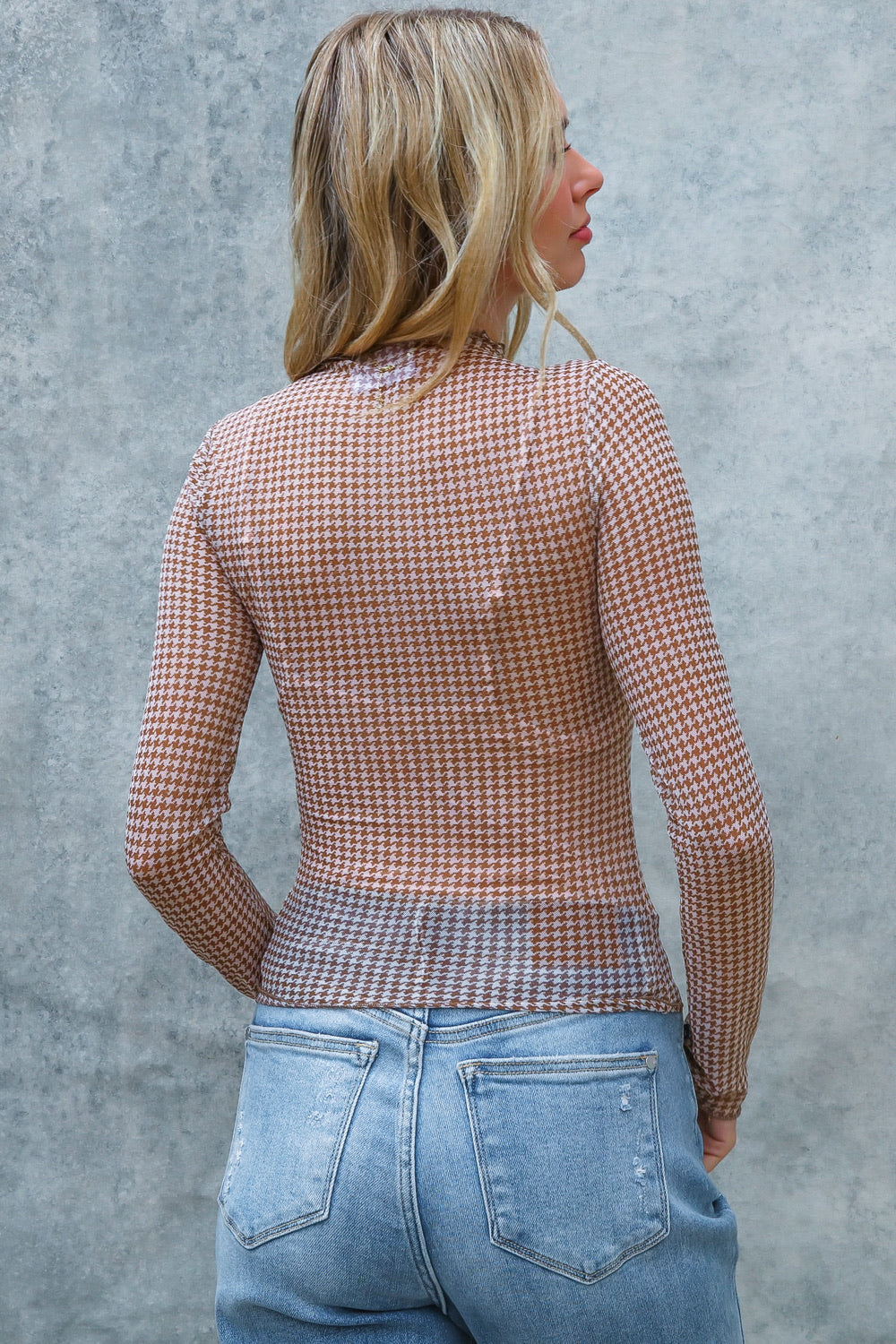 Houndstooth Mesh Top