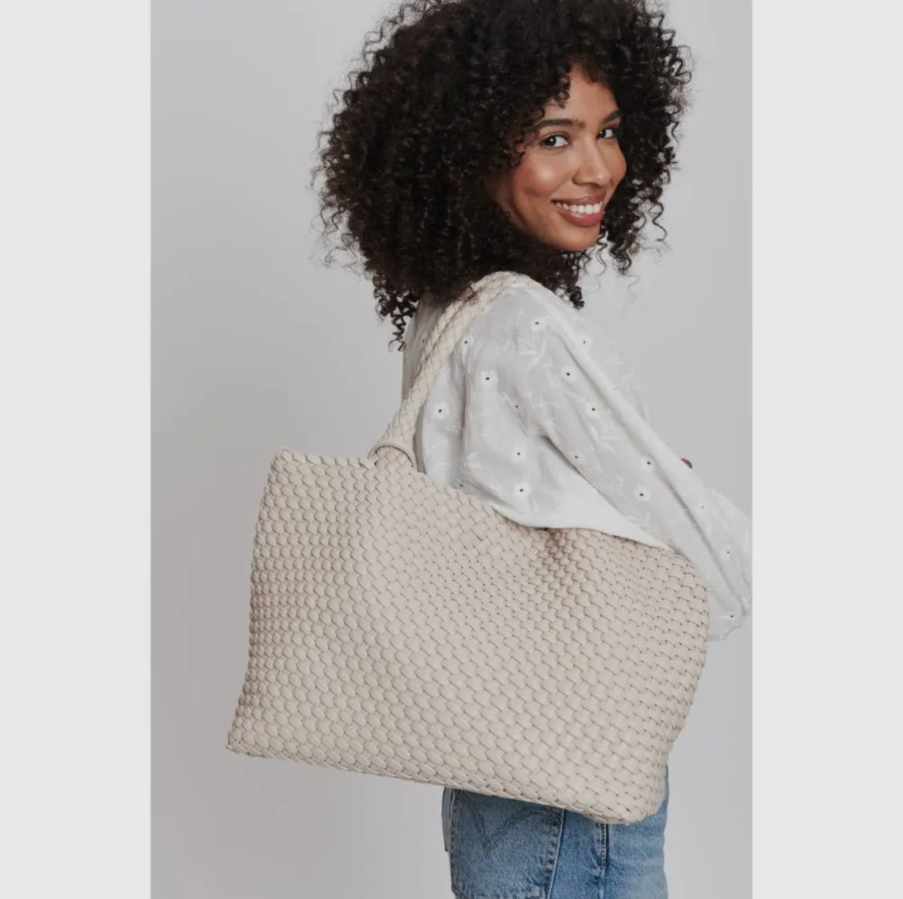 Solana Woven Vegan Leather Tote